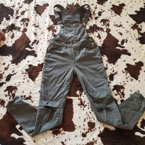 American Bazi Olive Green Skinny Overalls- Small
